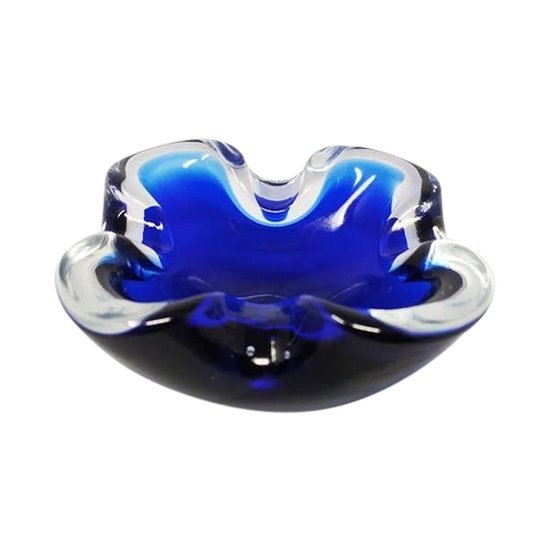 Superb blue ashtray from the 1960s / Vide Poche designed by Flavio Poli