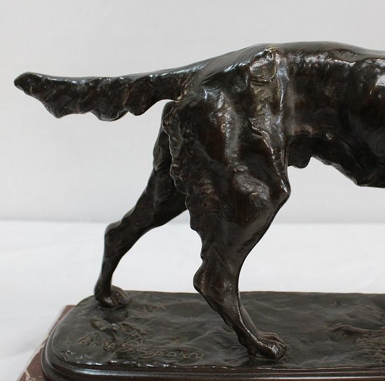 Bronzo "Cane da caccia alla fermata" di E. de Gaspary - Fine XIX secolo