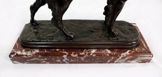 Bronzo "Cane da caccia alla fermata" di E. de Gaspary - Fine XIX secolo