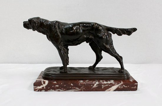 Bronzo "Cane da caccia alla fermata" di E. de Gaspary - Fine XIX secolo
