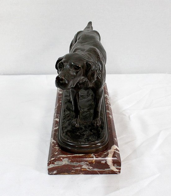 Bronzo "Cane da caccia alla fermata" di E. de Gaspary - Fine XIX secolo