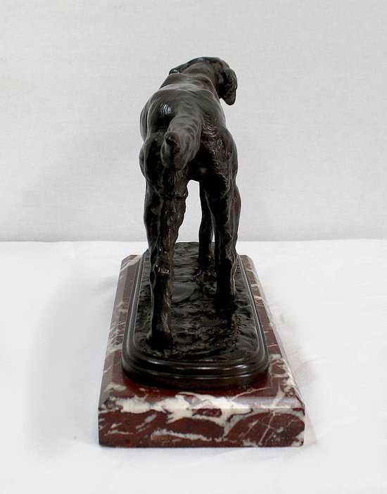 Bronzo "Cane da caccia alla fermata" di E. de Gaspary - Fine XIX secolo