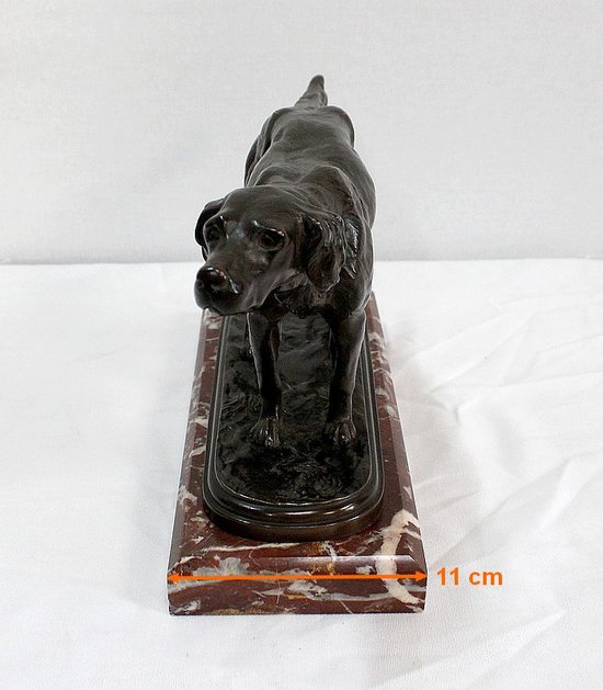 Bronzo "Cane da caccia alla fermata" di E. de Gaspary - Fine XIX secolo