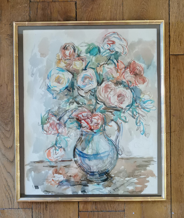 bouquet di fiori, acquerello di Paul Paquereau