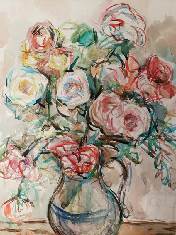 bouquet di fiori, acquerello di Paul Paquereau