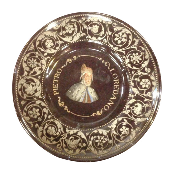 Ancien Plat En Verre émaillé Italien