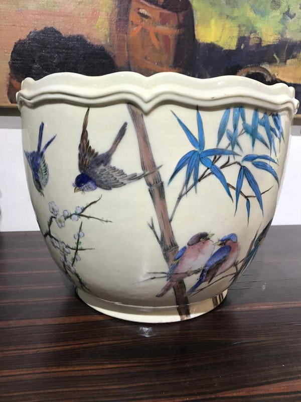 Theodore Deck (1823-1891) Cache Pot En Faïence