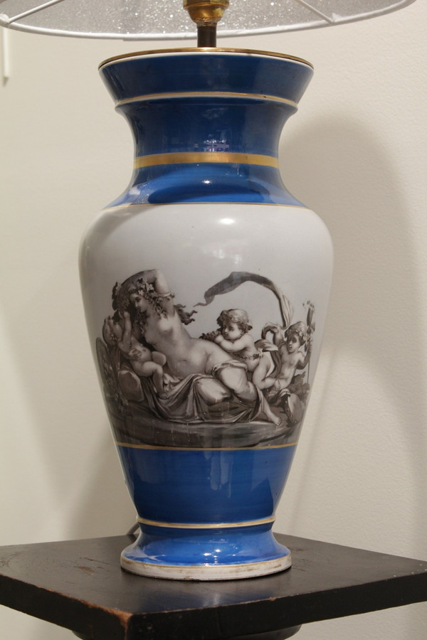Lamp in the taste of Paris porcelain on the theme of Bacchanalia late 19th century period