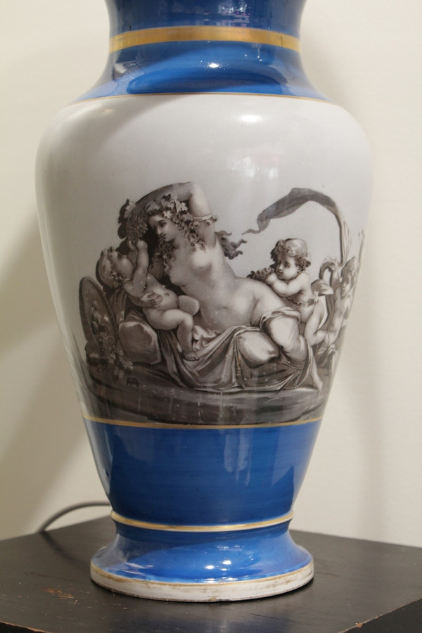 Lamp in the taste of Paris porcelain on the theme of Bacchanalia late 19th century period