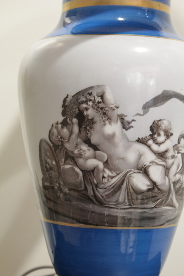 Lamp in the taste of Paris porcelain on the theme of Bacchanalia late 19th century period