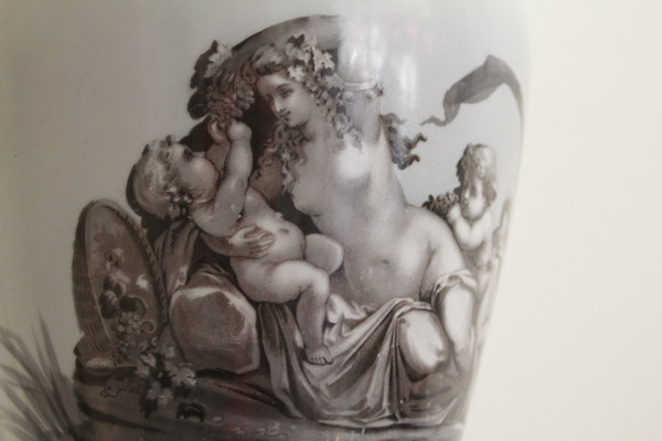 Lamp in the taste of Paris porcelain on the theme of Bacchanalia late 19th century period
