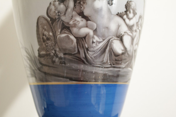 Lamp in the taste of Paris porcelain on the theme of Bacchanalia late 19th century period