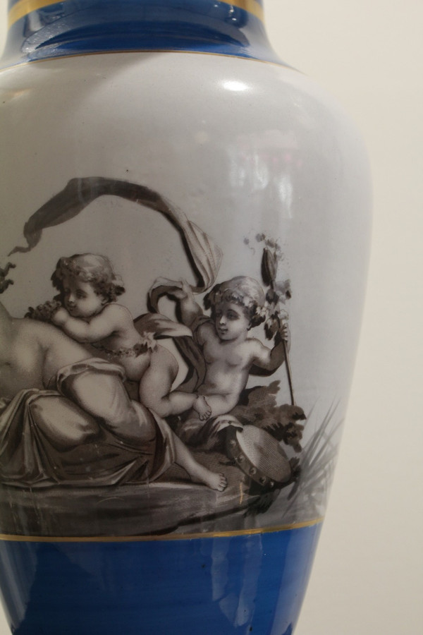 Lamp in the taste of Paris porcelain on the theme of Bacchanalia late 19th century period