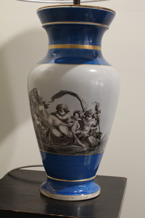 Lamp in the taste of Paris porcelain on the theme of Bacchanalia late 19th century period
