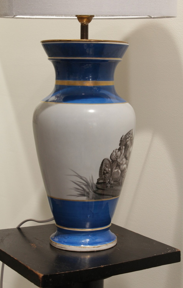 Lamp in the taste of Paris porcelain on the theme of Bacchanalia late 19th century period