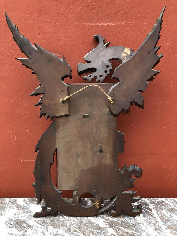 Old Carved Wood Dragon Mirror In The Taste Of Viardot