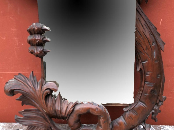 Old Carved Wood Dragon Mirror In The Taste Of Viardot