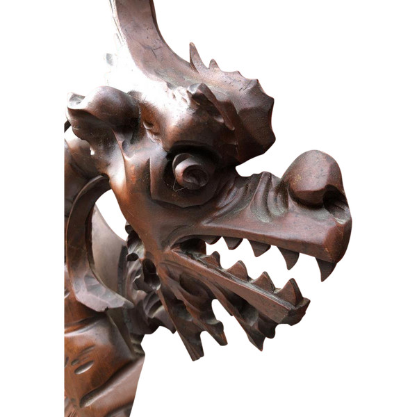 Old Carved Wood Dragon Mirror In The Taste Of Viardot