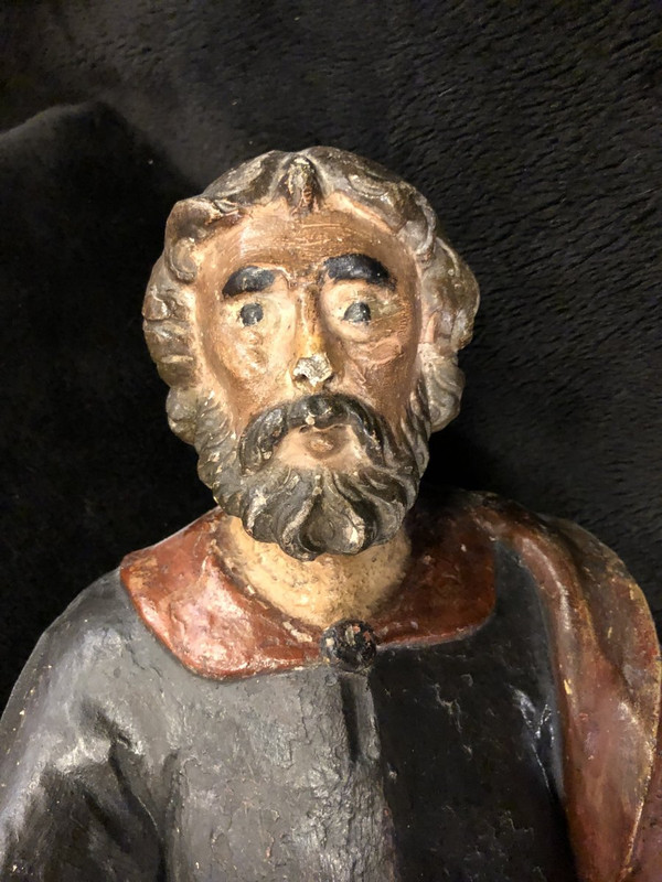 Heiliger Apostel Barthélémy Polychromer geschnitzter Stein Frankreich 17. Jahrhundert