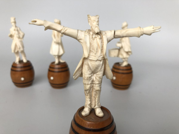 Four Bone Sculptures 19th Century Musicians
