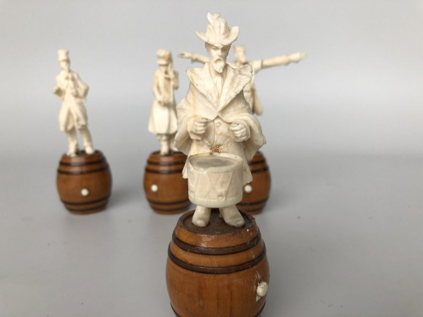 Four Bone Sculptures 19th Century Musicians