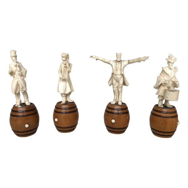 Four Bone Sculptures 19th Century Musicians