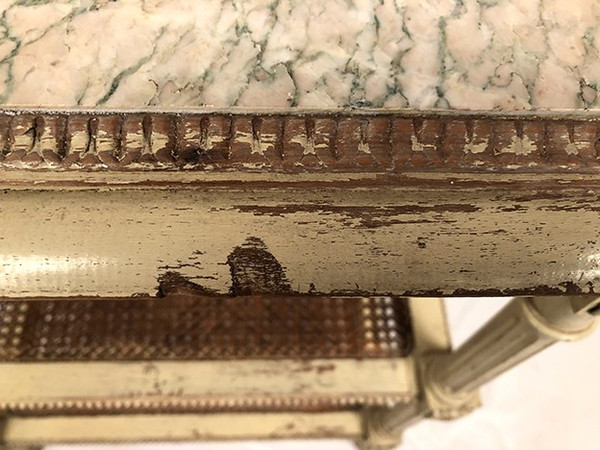 Desserte de style Louis XVI, bois laqué crème, circa 1900