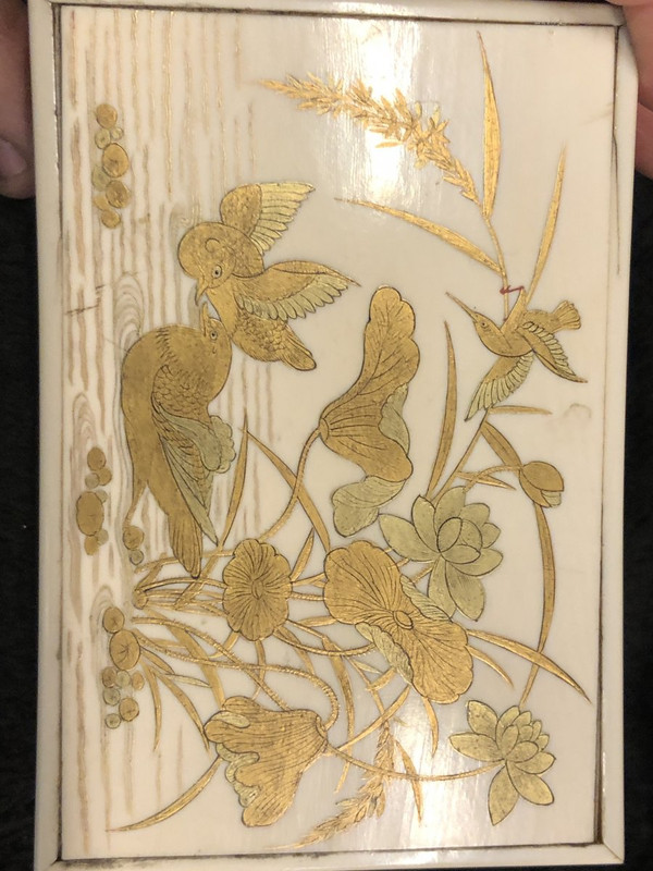 Late 19th Century Japanese Ivory and Lacquer Box