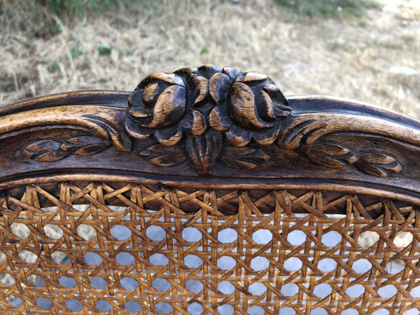 Pair Of Louis XV Style Caned Armchairs