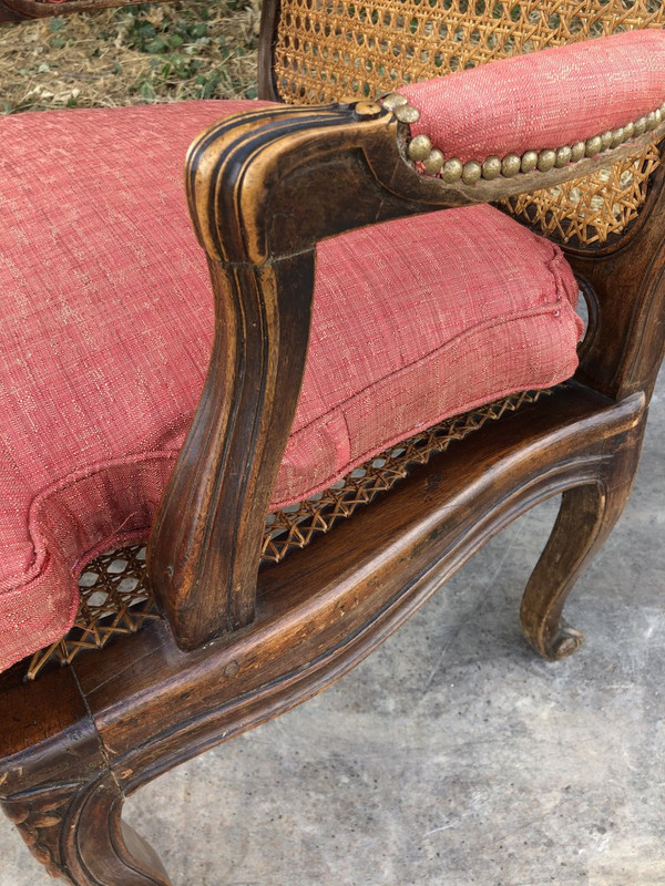 Pair Of Louis XV Style Caned Armchairs