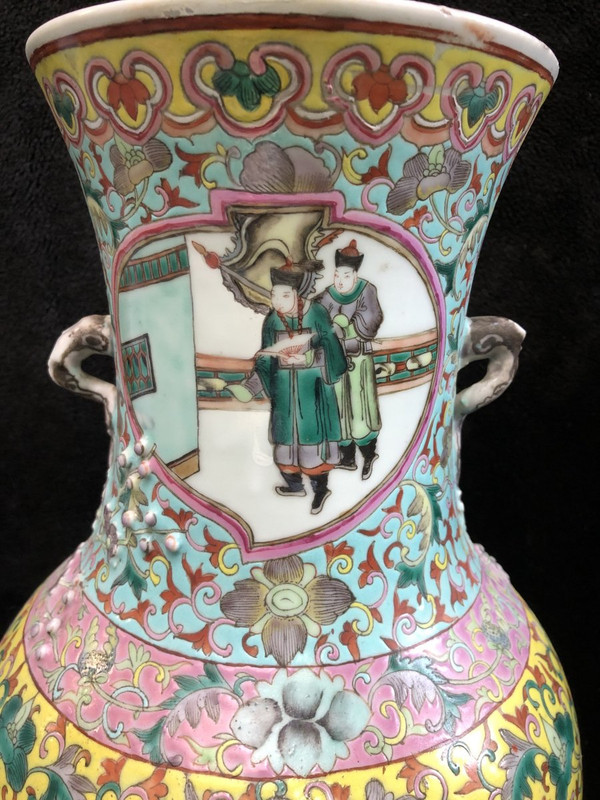 Grand Vase Porcelaine De Chine époque XIXéme H 62 Cm