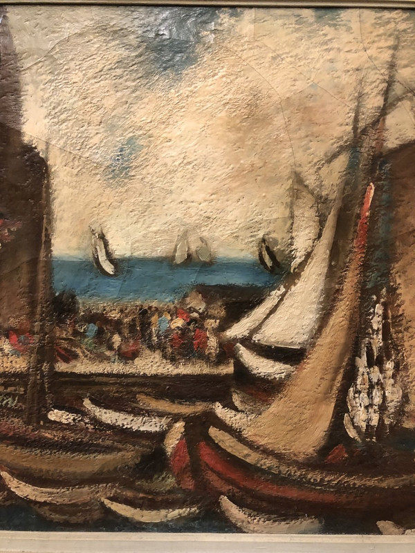 Peinture Sur Toile école Du XXe - Le Port