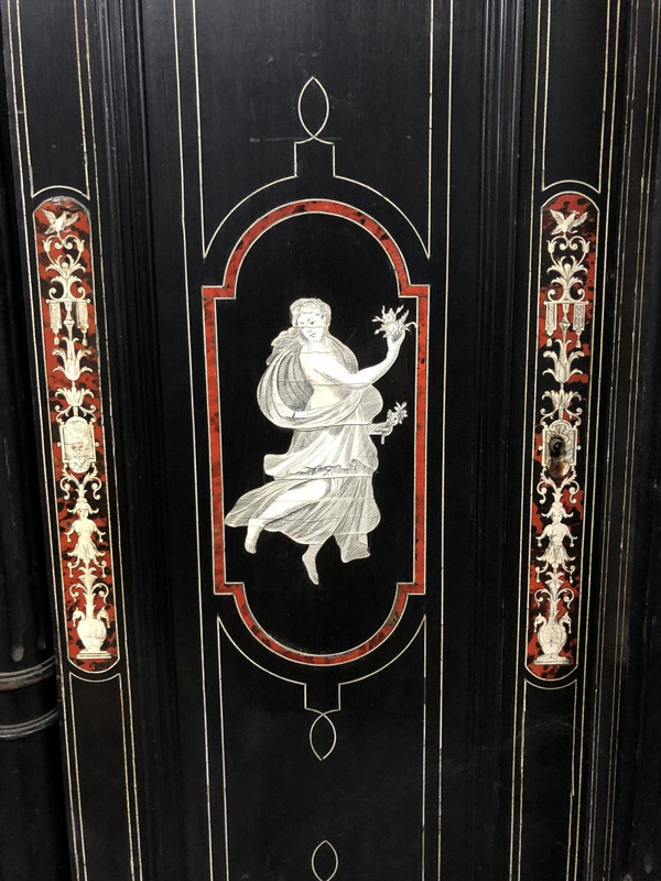 Large late 19th century Italian tortoiseshell and engraved ivory cabinet