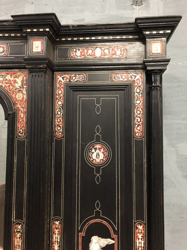 Large late 19th century Italian tortoiseshell and engraved ivory cabinet