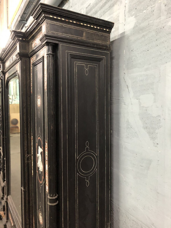 Large late 19th century Italian tortoiseshell and engraved ivory cabinet