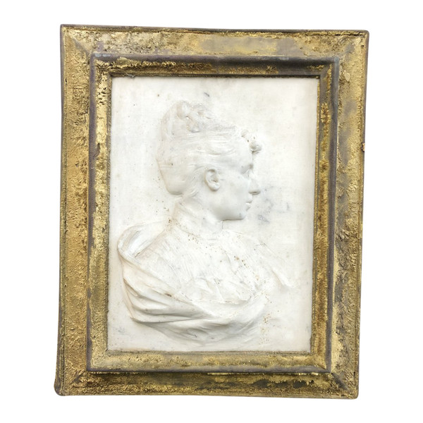 Bas Relief En Marbre De Carrare Profil De Femme Fin XIXéme