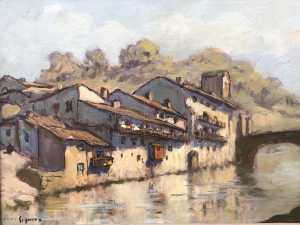 Ludovic Gignoux (1882-?) Tableau Basque - Saint Jean Pied De Port