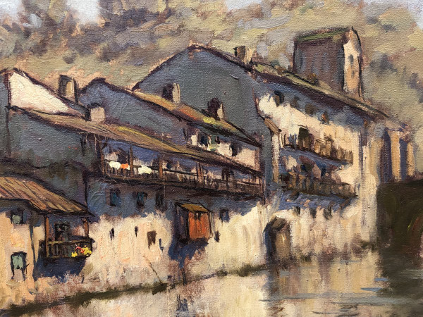 Ludovic Gignoux (1882-?) Tableau Basque - Saint Jean Pied De Port