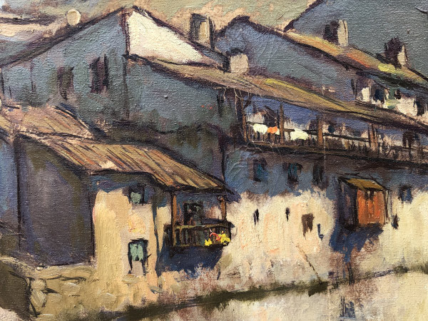Ludovic Gignoux (1882-?) Tableau Basque - Saint Jean Pied De Port