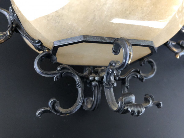 Paire De Coupes En Agate Jaune Montée Argent Doré - XIXème