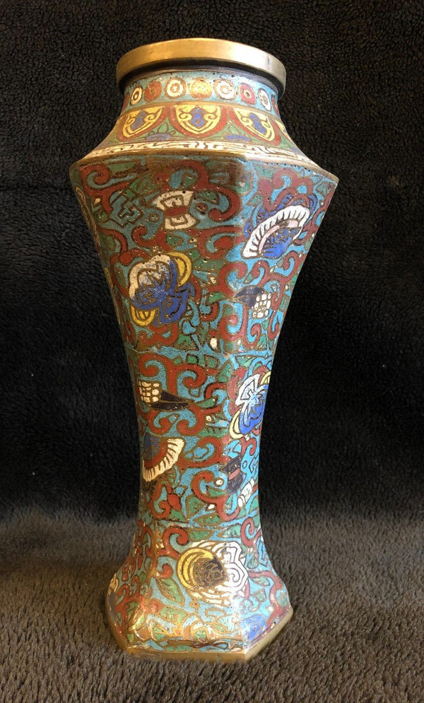 Pair Of Cloisonné Bronze Vases Japan 19th Century