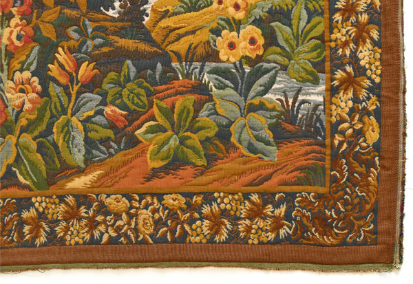 Tapestry depicting a green landscape