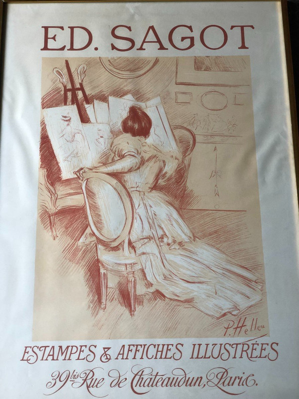Paul César Helleu - Zeichnende Frau - Ed. Sagot Um 1900