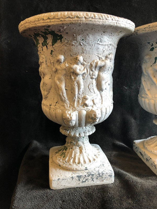 Pair Of Early 20th Century Cement Garden Vases