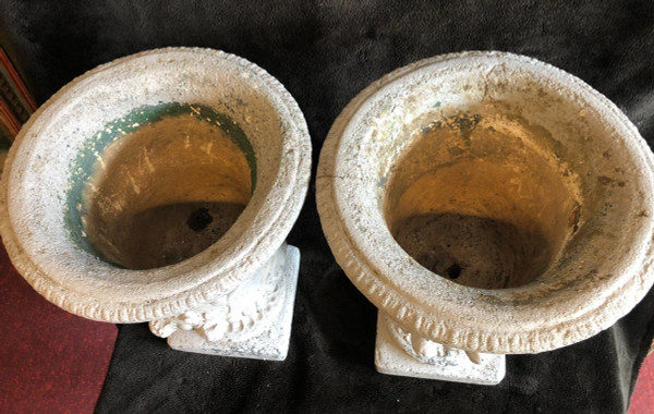 Pair Of Early 20th Century Cement Garden Vases