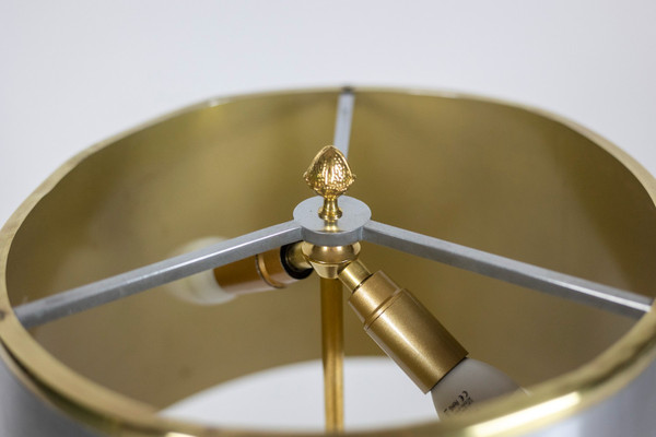 Maison Charles. Lampe en bronze doré et tôle. Années 1970