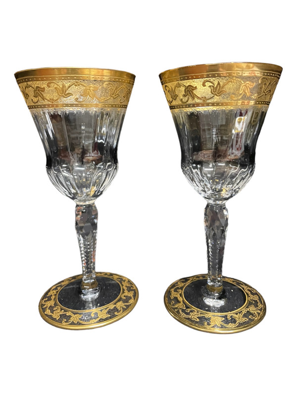 Saint Louis - Modell Callot Cristal Doré 2 Weingläser H: 14,5 Cm Thistle