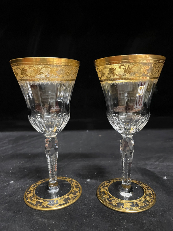 Saint Louis - Modell Callot Cristal Doré 2 Weingläser H: 14,5 Cm Thistle