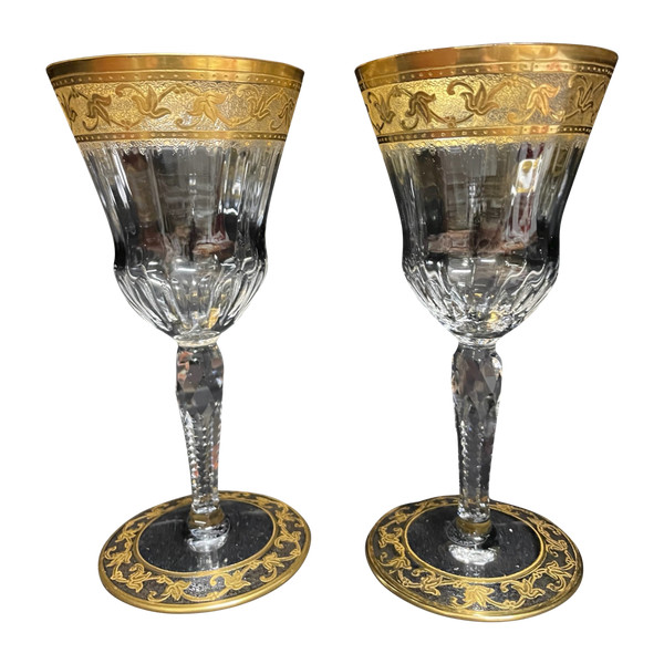 Saint Louis - Modell Callot Cristal Doré 2 Weingläser H: 14,5 Cm Thistle