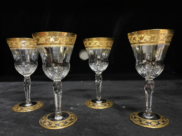 Saint Louis - Modell Callot Cristal Doré 4 Weingläser H: 13,5 Cm Thistle